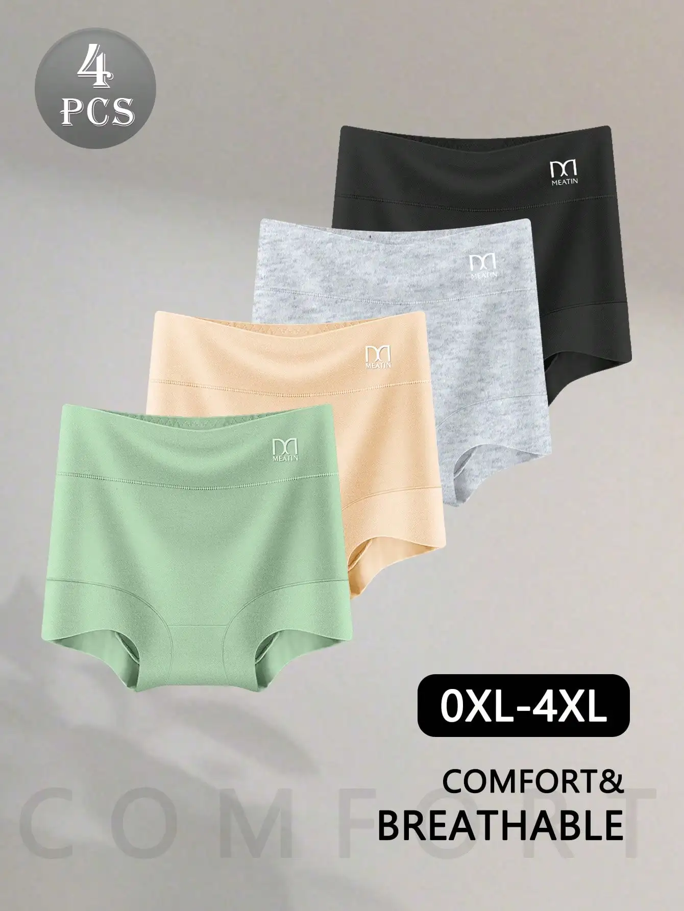 4-Pack Plus Size Women's Mid-Rise Seamless Briefs - Soft Breathable Fabric, Comfort Fit, Assorted Solid Colors
4-Pack Plus Size Women's Mid-Rise Seamless Briefs - Soft Breathable Fabric, Comfort Fit, Assorted Solid Colors