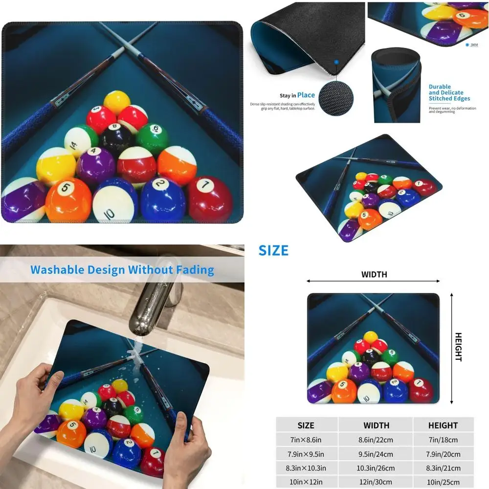 Premium Billiard Print Gaming Mouse Pad with Stitched Edge and Anti-Slip Rubber Base, 8.3 x 10.3 Inches
Premium Billiard Print Gaming Mouse Pad with Stitched Edge and Anti-Slip Rubber Base, 8.3 x 10.3 Inches
