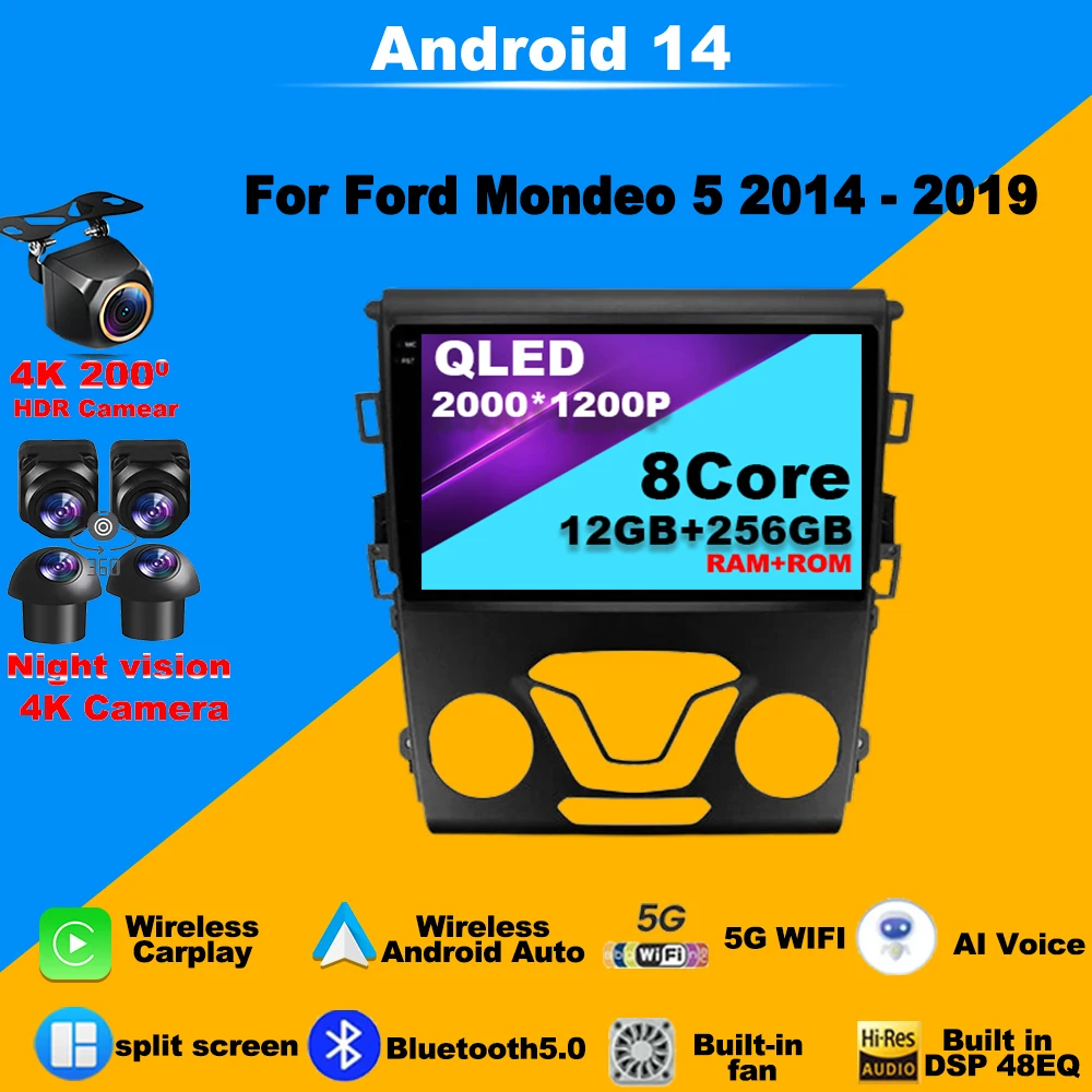 Android 14 Car Radio For Ford Mondeo 5 2014 - 2019 Stereo Carplay Head Unit WIFI Multimedia Video Player GPS Navigation 2din DVD
Android 14 Car Radio For Ford Mondeo 5 2014 - 2019 Stereo Carplay Head Unit WIFI Multimedia Video Player GPS Navigation 2din DVD