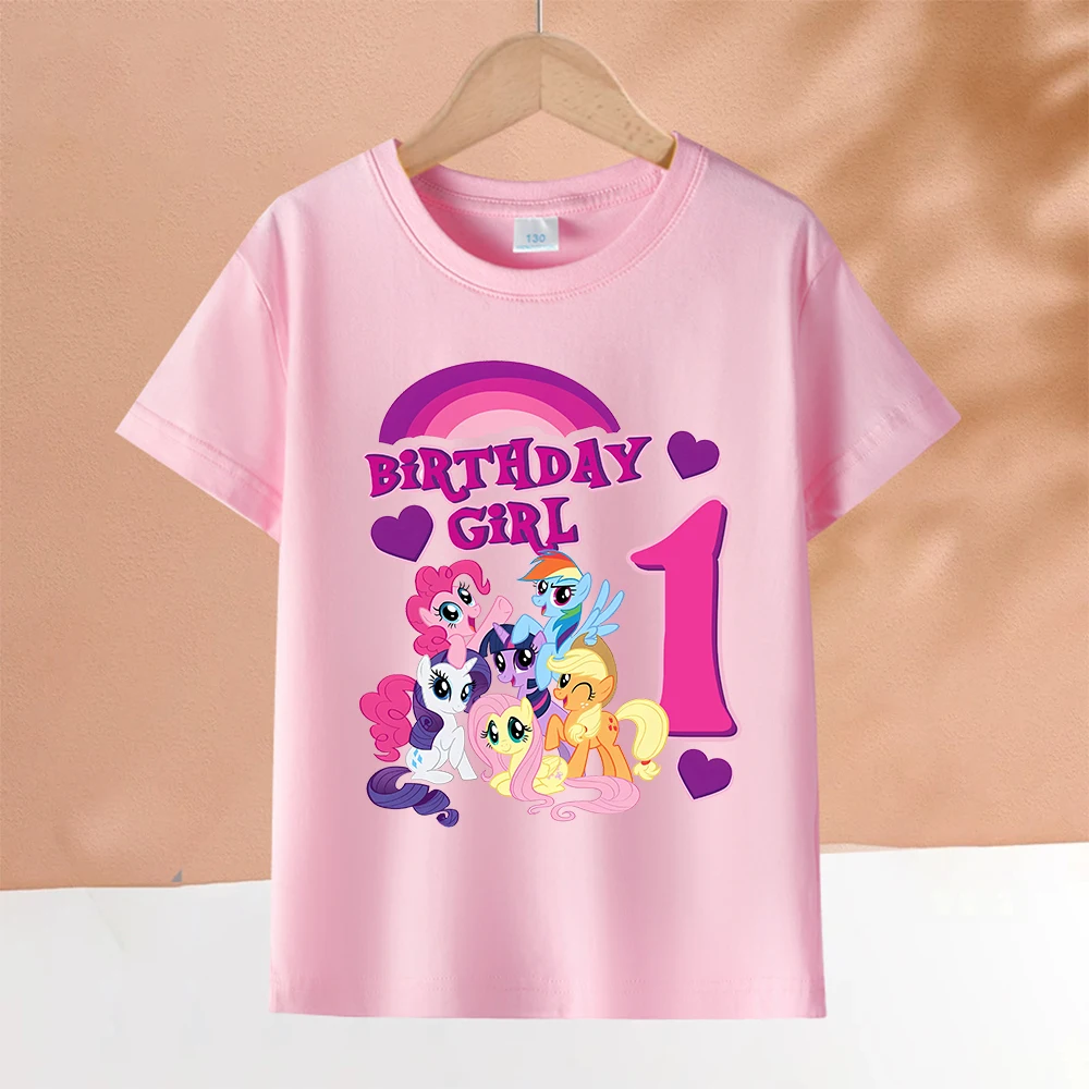 Child Short Sleeve T-Shirts My Little Pony Birthday Number Print Polyester Crew Neck Tops Girls Cartoon Summer Casual Tees Gifts
Child Short Sleeve T-Shirts My Little Pony Birthday Number Print Polyester Crew Neck Tops Girls Cartoon Summer Casual Tees Gifts