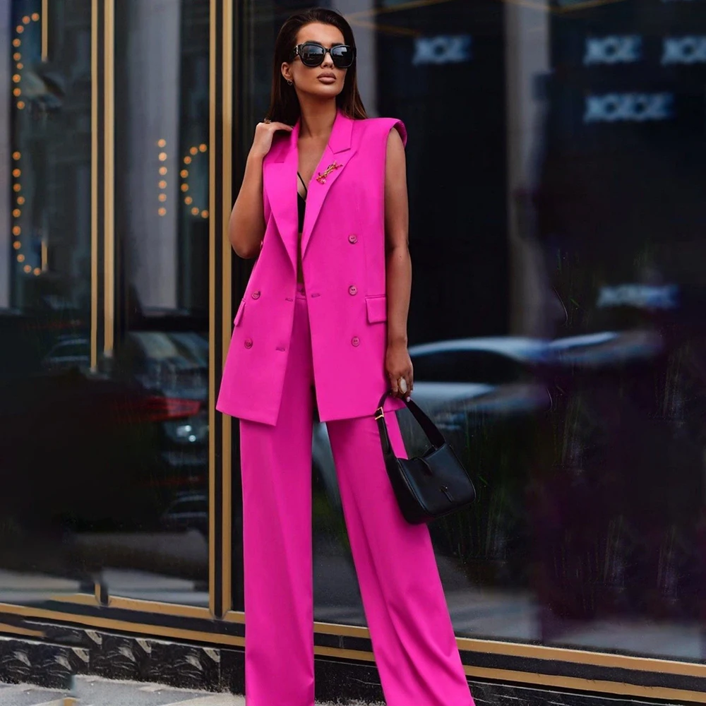 Customzied Women's Pants Sets Suits Fashion Solid Color 2 Piece Vest With Trousers Luxury Evening Female Clothing Outfits
Customzied Women's Pants Sets Suits Fashion Solid Color 2 Piece Vest With Trousers Luxury Evening Female Clothing Outfits