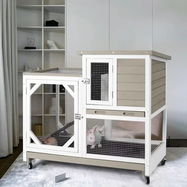 Factory Custom Pet Furniture Made Bunny Hutch Wooden Luxury Indoor Rabbit Cage With Ramp And Wheel
Factory Custom Pet Furniture Made Bunny Hutch Wooden Luxury Indoor Rabbit Cage With Ramp And Wheel
