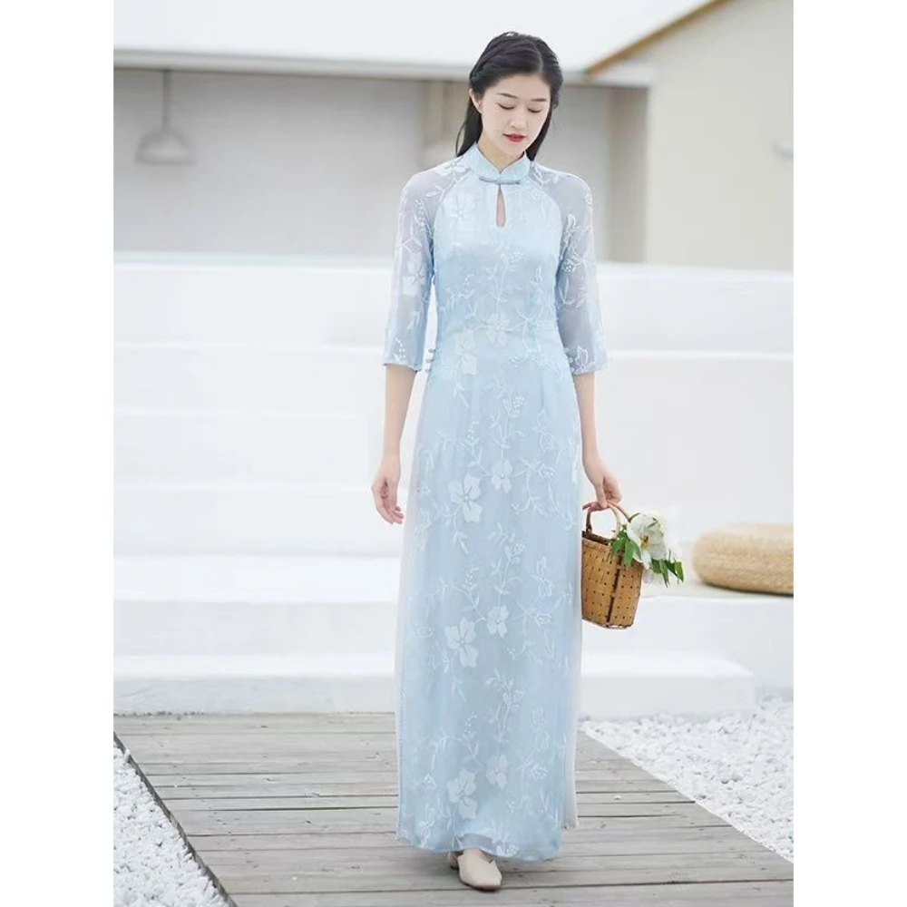 New Ao Dai Cheongsam - Lightweight Summer Dress for Graduation, Simplified Modern Design, Elegant Traditional Vietnamese Outfit
New Ao Dai Cheongsam - Lightweight Summer Dress for Graduation, Simplified Modern Design, Elegant Traditional Vietnamese Outfit
