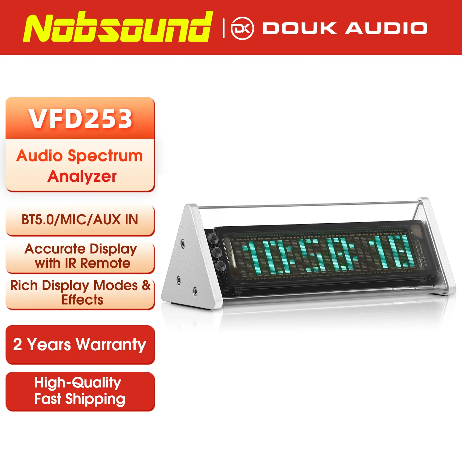 Nobsound Bluetooth 5.0 VFD Clock Music Spectrum Display Screen Sound Level Meter 3.5mm AUX Audio Switcher Box
Nobsound Bluetooth 5.0 VFD Clock Music Spectrum Display Screen Sound Level Meter 3.5mm AUX Audio Switcher Box