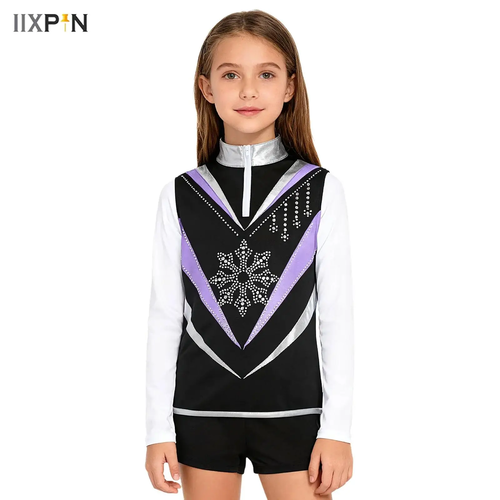 Kids Girls Figure Skating Vest Top Shiny Snowflake Zip-Up Stand Collar Sleeveless Contrast Color Training Practice Dance Top
Kids Girls Figure Skating Vest Top Shiny Snowflake Zip-Up Stand Collar Sleeveless Contrast Color Training Practice Dance Top