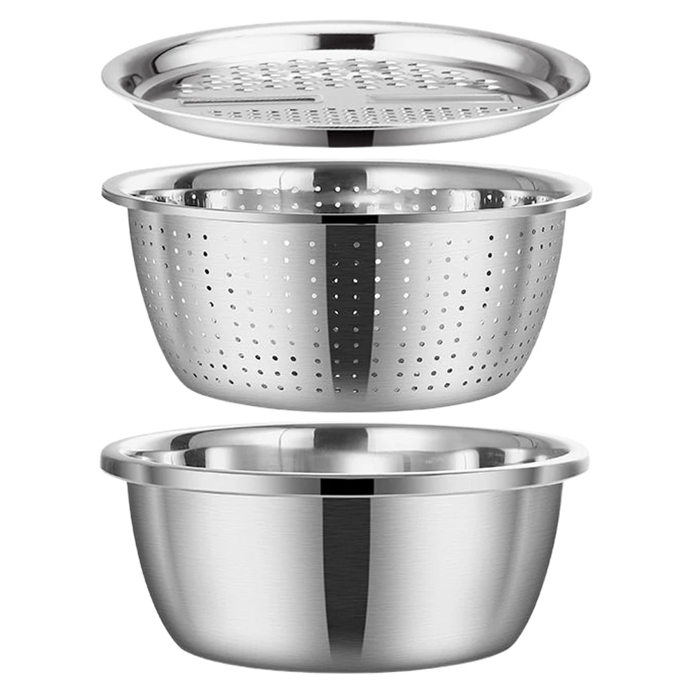 Three Piece Stainless Steel Grater Basin Set Thickened Large Rim Kitchen Drainage Basket Vegetable Washer Storage Container
Three Piece Stainless Steel Grater Basin Set Thickened Large Rim Kitchen Drainage Basket Vegetable Washer Storage Container