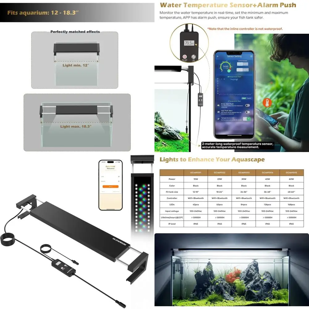 Умная Bluetooth-лампа для аквариума, двойное управление для пресноводных аквариумов, управление через приложение, мультиспектральная, регулируемая яркость, защита от падений
Умная Bluetooth-лампа для аквариума, двойное управление для пресноводных аквариумов, управление через приложение, мультиспектральная, регулируемая яркость, защита от падений