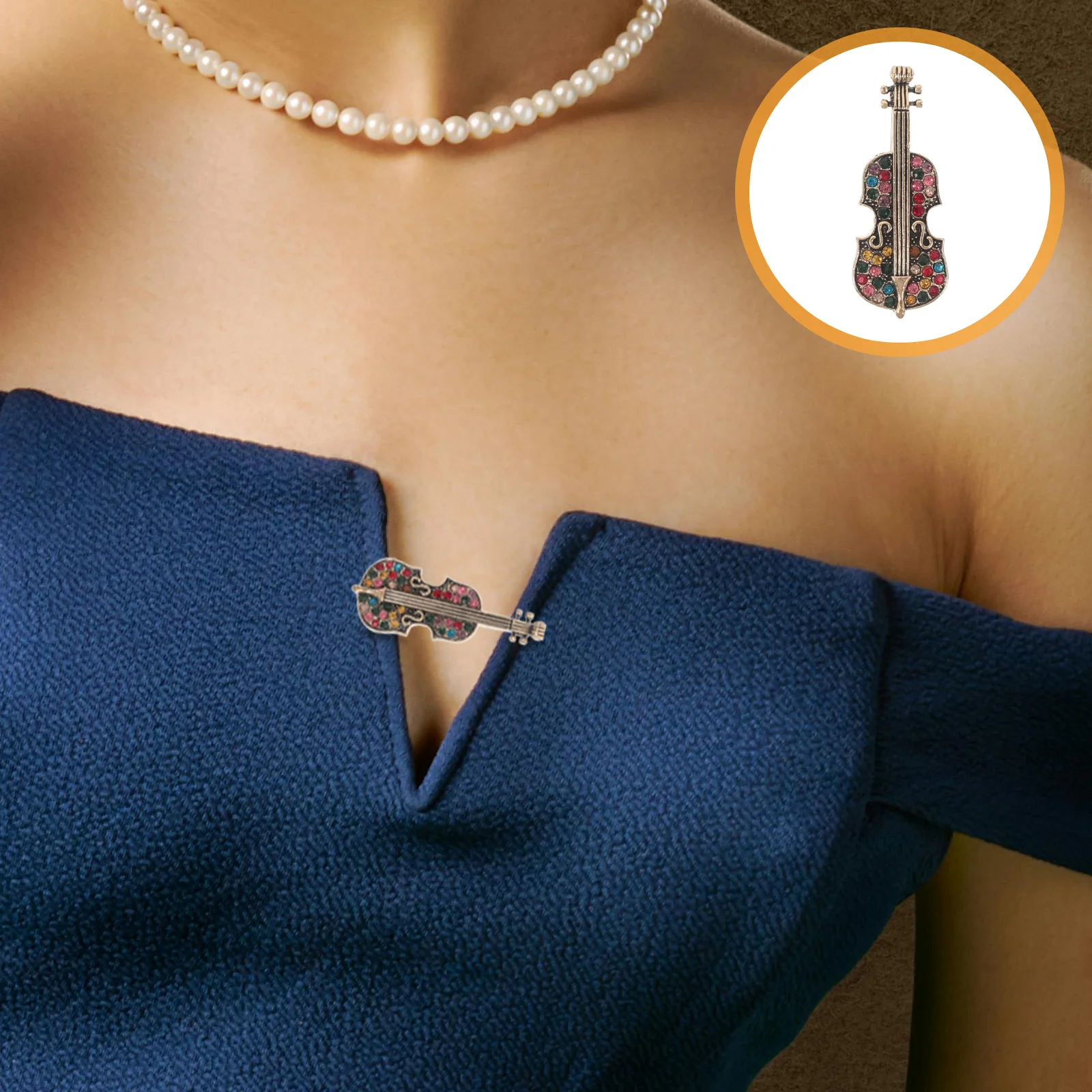 2Pcs Vintage Rhinestone Violin Brooches Elegant Lapel Pins for Shawls Scarves Clothes Musical Jewelry Accessories
2Pcs Vintage Rhinestone Violin Brooches Elegant Lapel Pins for Shawls Scarves Clothes Musical Jewelry Accessories