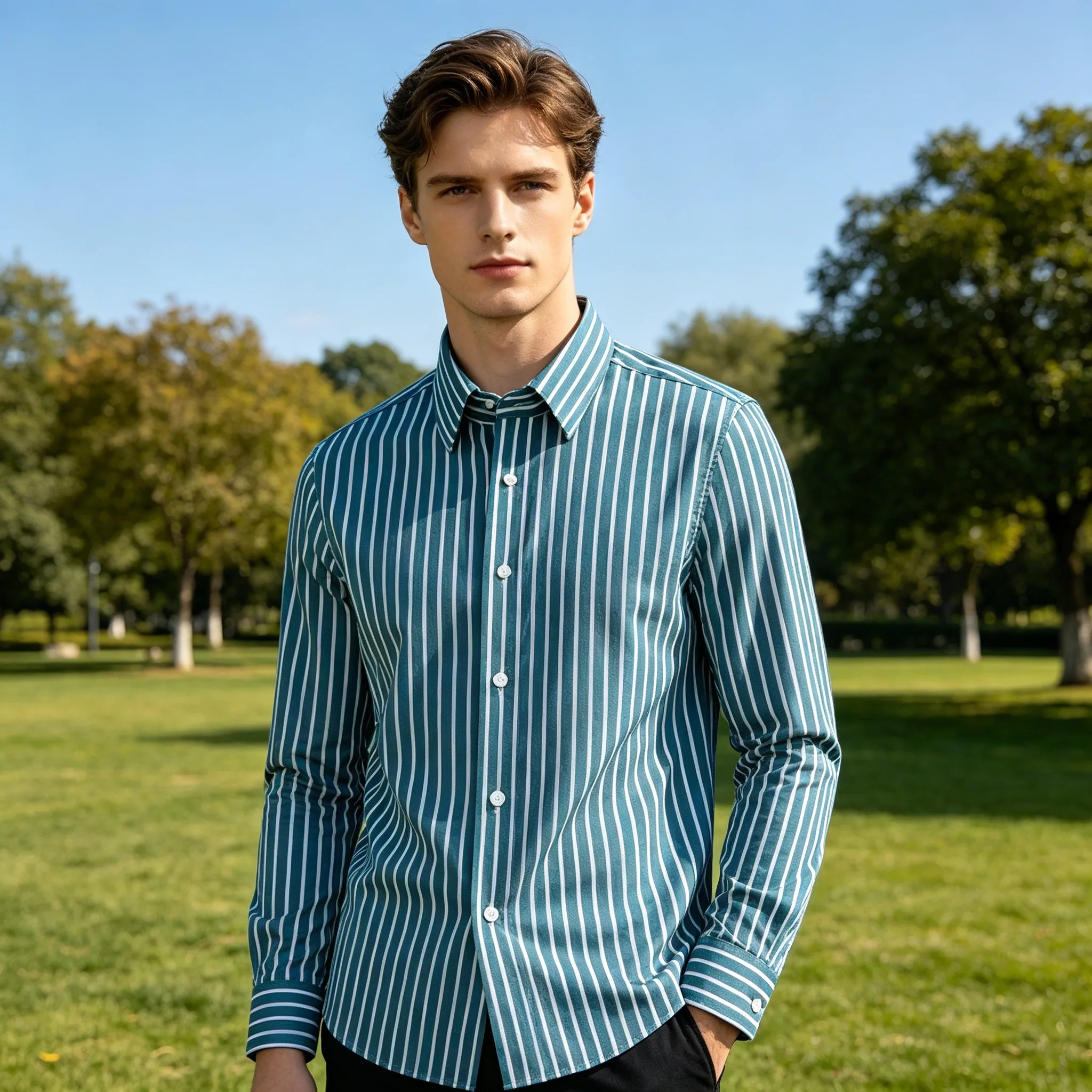 2026 High Quality 100S Men's Pure Cotton Men's Vertical Striped Dress Shirts Long Sleeve Button-down Non Iron Cotton Shirt
2026 High Quality 100S Men's Pure Cotton Men's Vertical Striped Dress Shirts Long Sleeve Button-down Non Iron Cotton Shirt