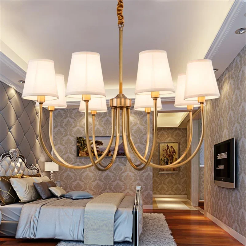 Modern Full Bronze Copper Chandelier For Bedroom Kitchen Living Room Fabric Lampshade Hanging Home Lighting
Modern Full Bronze Copper Chandelier For Bedroom Kitchen Living Room Fabric Lampshade Hanging Home Lighting