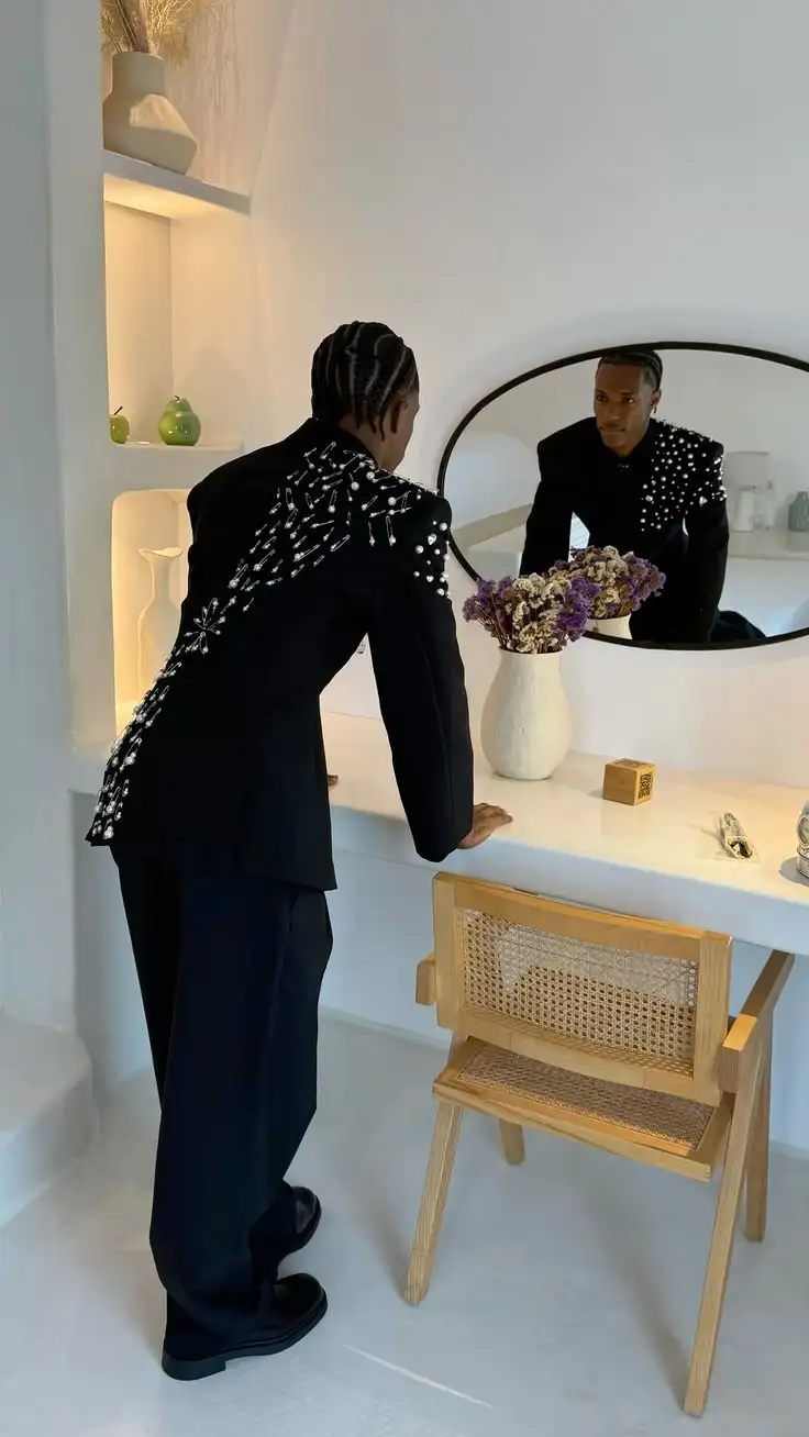 Designer Pearls Black Men Suit Set 2 Pcs Blazer+Pants Trousers Cotton Customized Formal Office Jacket Wedding Tuxedos Prom Coat
Designer Pearls Black Men Suit Set 2 Pcs Blazer+Pants Trousers Cotton Customized Formal Office Jacket Wedding Tuxedos Prom Coat