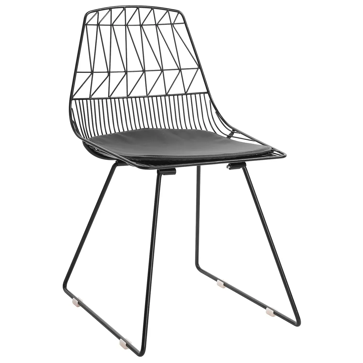 Wire Metal Dining Chair With Geometric Backrest Modern Cafe Chair Black
Wire Metal Dining Chair With Geometric Backrest Modern Cafe Chair Black