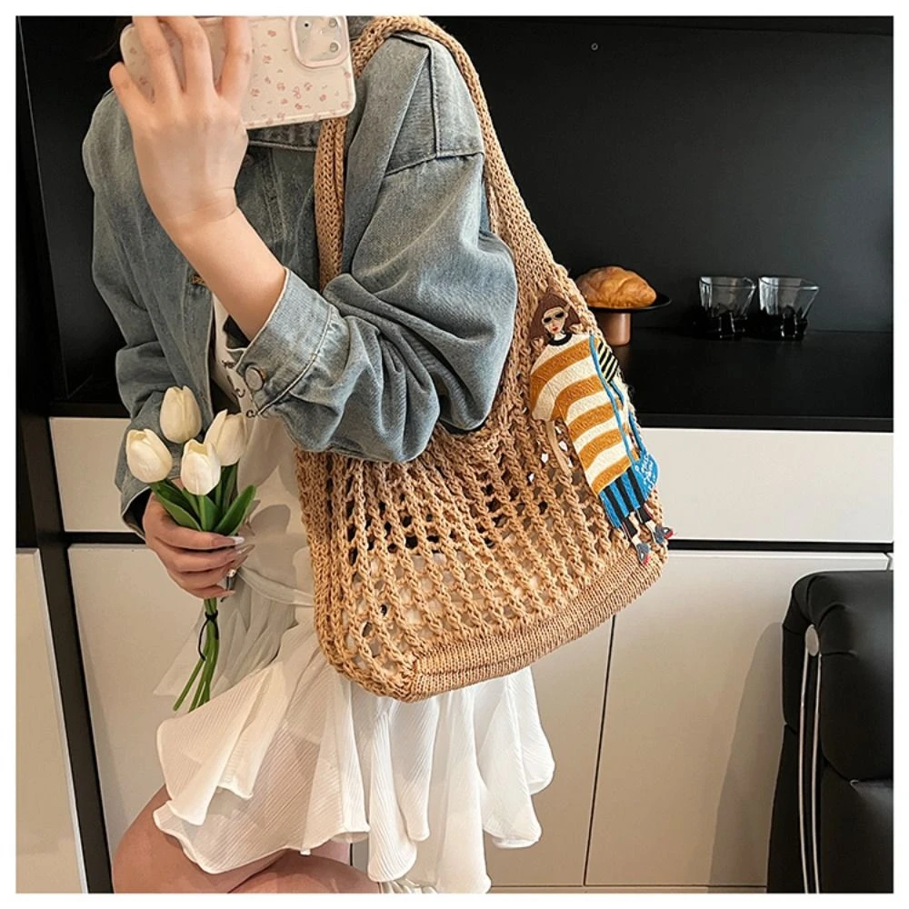 Simple Shoulder Bag Knitted Bag Hollowed Out Bohemian Weave Bag Storage Bag Large Capacity Crochet Tote Bag Shopping
Simple Shoulder Bag Knitted Bag Hollowed Out Bohemian Weave Bag Storage Bag Large Capacity Crochet Tote Bag Shopping