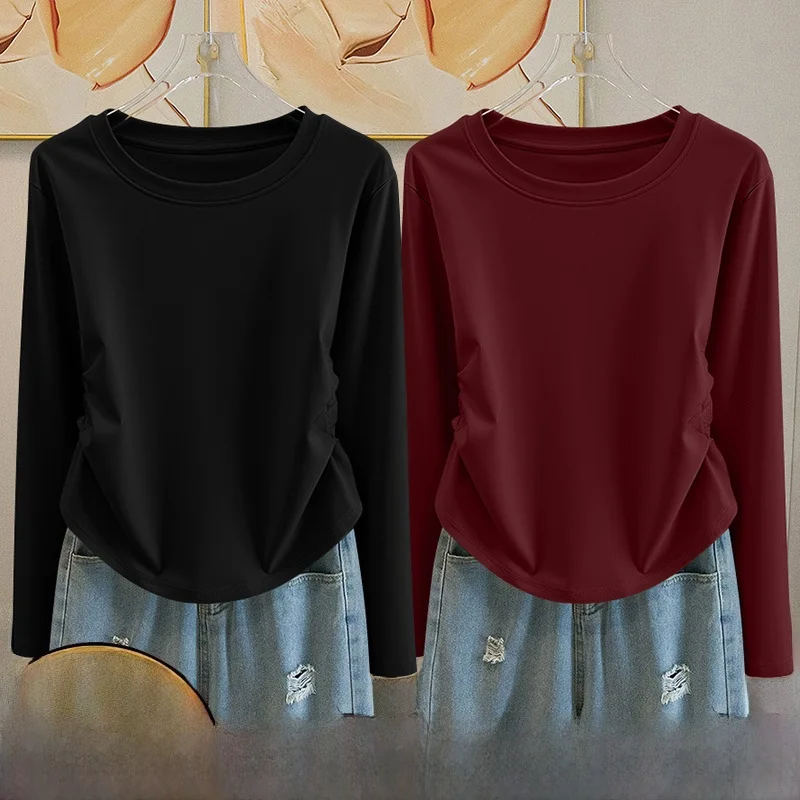 Women's Long Sve T-irt Waist-Cinching Color Base irt Top Teaded Design Casual Sle Commute Suitable Faion
Women's Long Sve T-irt Waist-Cinching Color Base irt Top Teaded Design Casual Sle Commute Suitable Faion