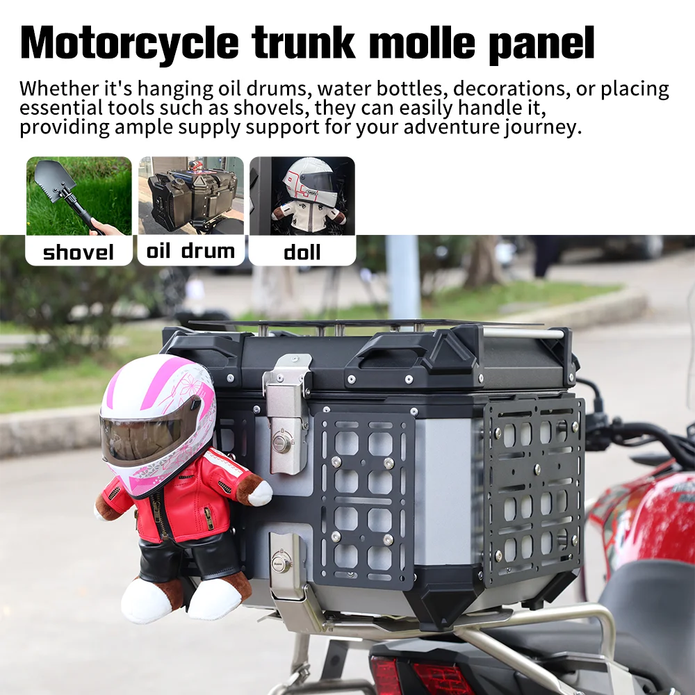 Motorcycle Top Case Molle Panel Aluminum Alloy Tactical 45L Trunk Storage Box Universal Side Box Modular Organizer Quick-Mountin
Motorcycle Top Case Molle Panel Aluminum Alloy Tactical 45L Trunk Storage Box Universal Side Box Modular Organizer Quick-Mountin