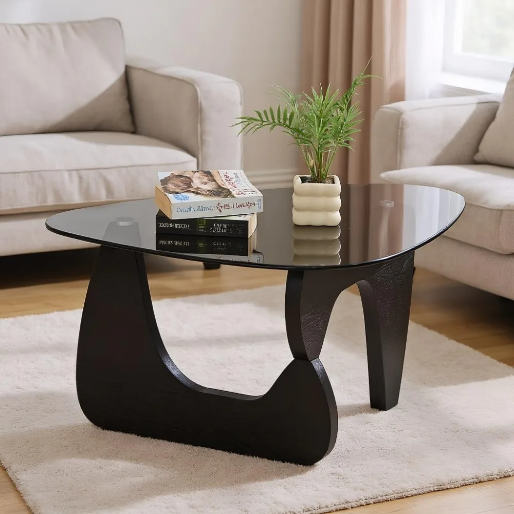 Modern Triangle Glass Coffee Table with Solid Wood Base Low Tea Table Abstract Side Table with Tempered Glass Tabletop for Livi
Modern Triangle Glass Coffee Table with Solid Wood Base Low Tea Table Abstract Side Table with Tempered Glass Tabletop for Livi