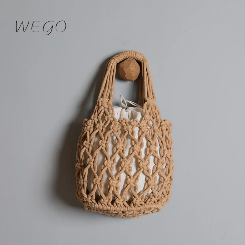 New Solid Color Handbags Summer Weaven Women's Mori Straw Bag Handmade Hollowed Out Cotton Rope Net Beach Bag Girls
New Solid Color Handbags Summer Weaven Women's Mori Straw Bag Handmade Hollowed Out Cotton Rope Net Beach Bag Girls