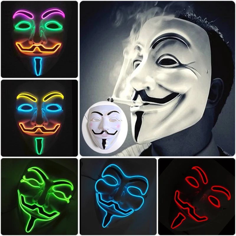 Luminous Light Up V For Vendetta Mask Cosplay Guy Fawkes Hacker EL Wire Glowing Mask For Halloween Carnival Masquerade
Luminous Light Up V For Vendetta Mask Cosplay Guy Fawkes Hacker EL Wire Glowing Mask For Halloween Carnival Masquerade
