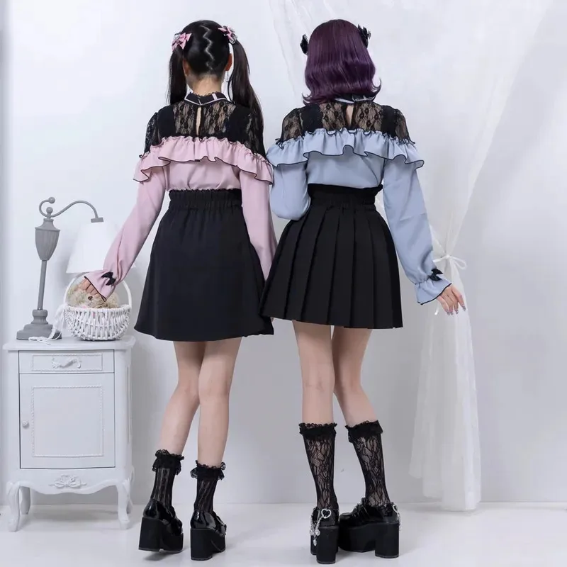 DY20Осенние новые японские рубашки, милая Лолита, милая кружевная блузка с бантом Love Fungus Edge, блузка с длинными рукавами, нижняя рубашка для девочек Cam 
DY20Осенние новые японские рубашки, милая Лолита, милая кружевная блузка с бантом Love Fungus Edge, блузка с длинными рукавами, нижняя рубашка для девочек Cam