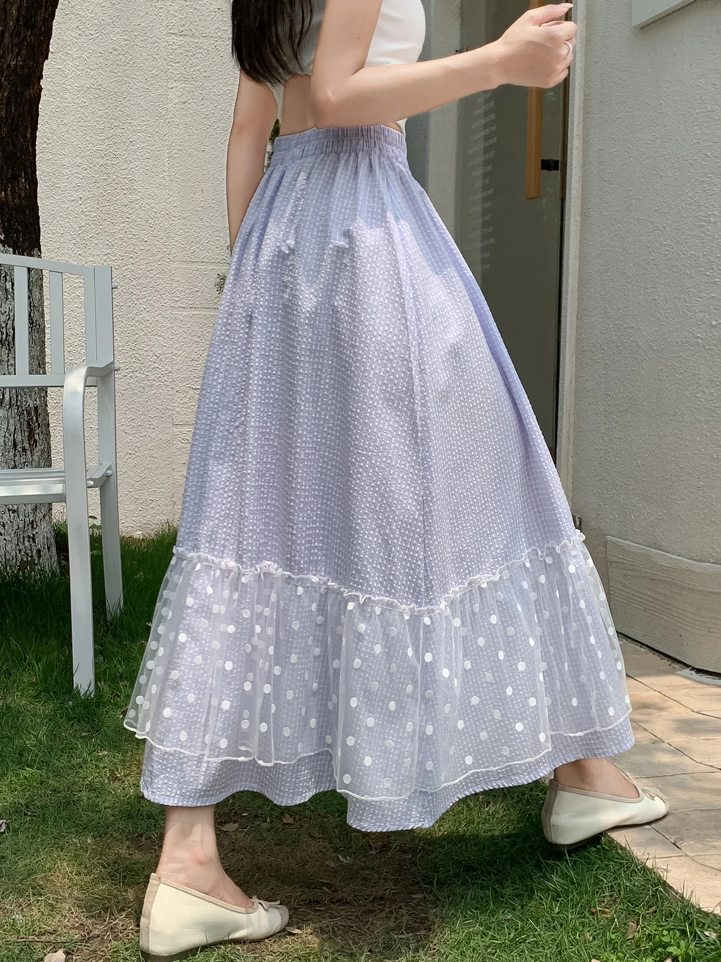 Summer 2026 New High Waist Slimming A-Line Midi Skirt with Mesh Panel Polka Dot Design Women's Casual Polyester Fiber Skirt
Summer 2026 New High Waist Slimming A-Line Midi Skirt with Mesh Panel Polka Dot Design Women's Casual Polyester Fiber Skirt