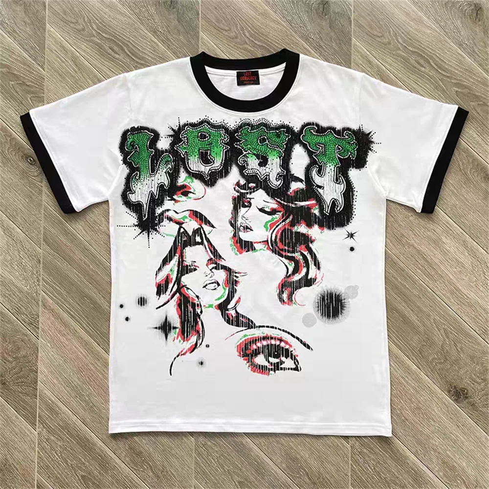 Lost intricacy splicing hot stamping printing T Shirt men women short sleeved T-shirt
Lost intricacy splicing hot stamping printing T Shirt men women short sleeved T-shirt