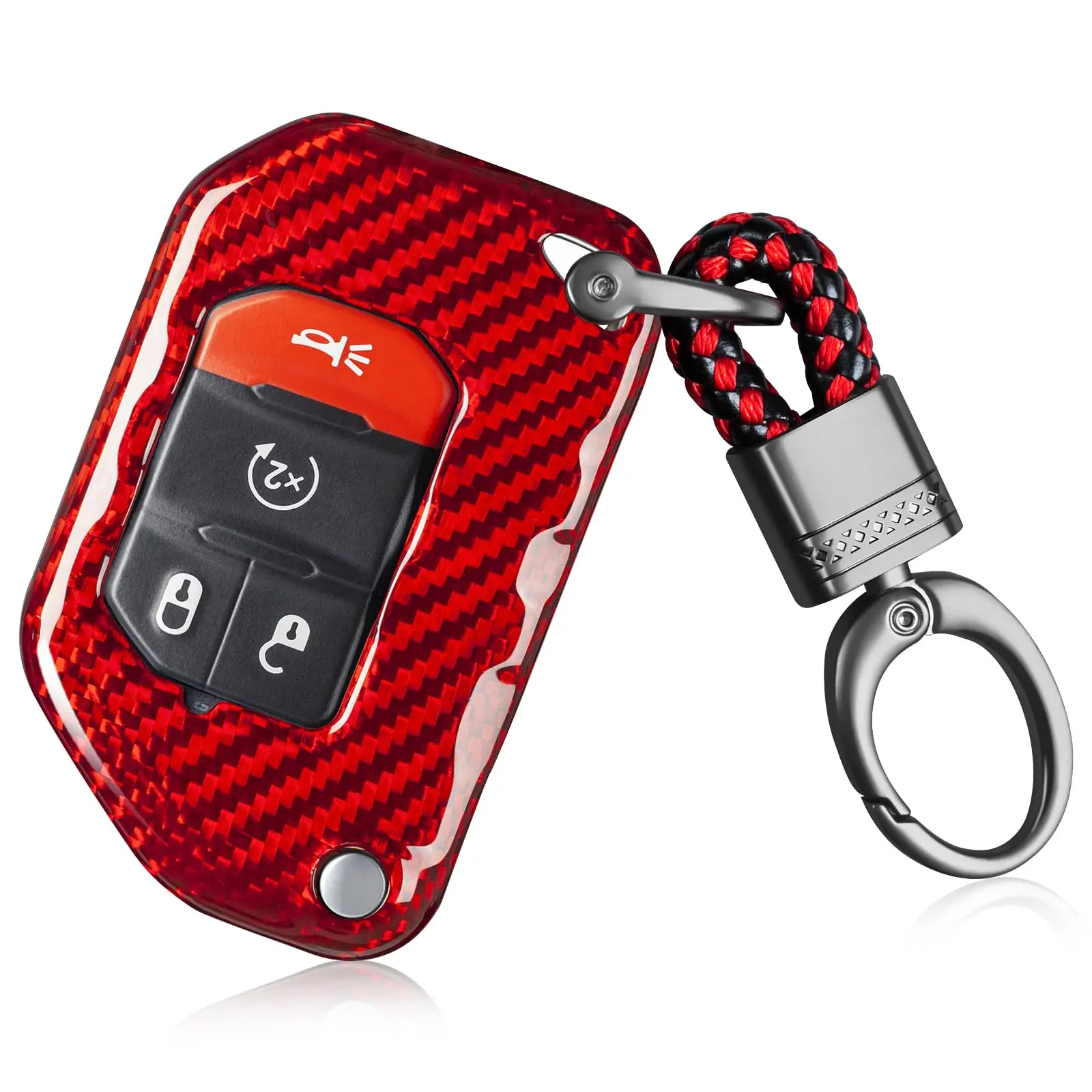 Red Carbon Fiber Key Fob Cover For Jeep JL JLU Gladiator JT 2018-2025 With Keychain
Red Carbon Fiber Key Fob Cover For Jeep JL JLU Gladiator JT 2018-2025 With Keychain
