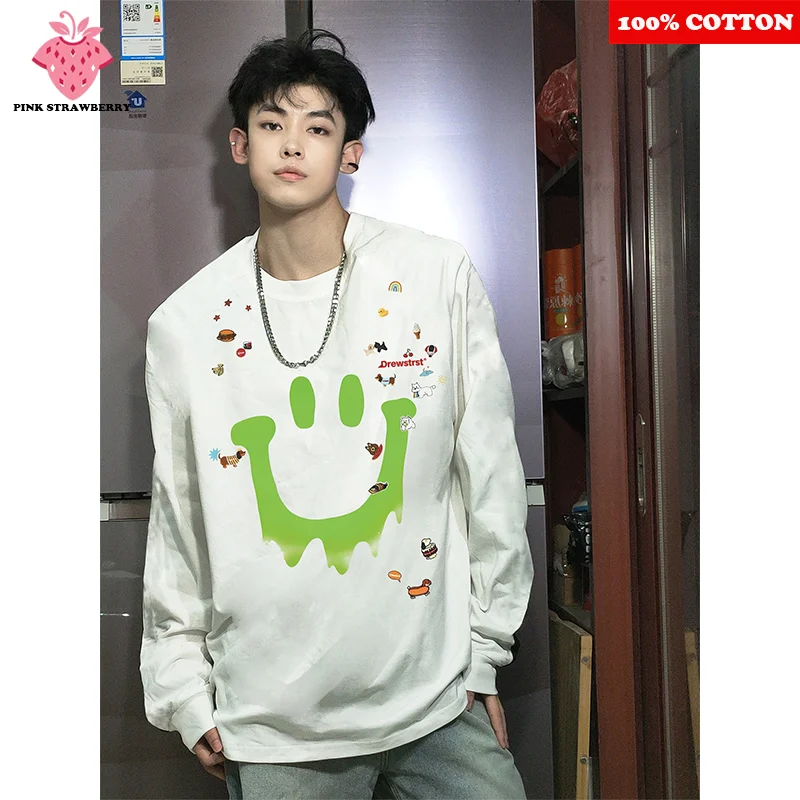 American Smiley face Print T-shirt Men's Autumn New Fashion Street long sleeved Loose T-shirt Workout Shirt Y2k Top men clothing
American Smiley face Print T-shirt Men's Autumn New Fashion Street long sleeved Loose T-shirt Workout Shirt Y2k Top men clothing