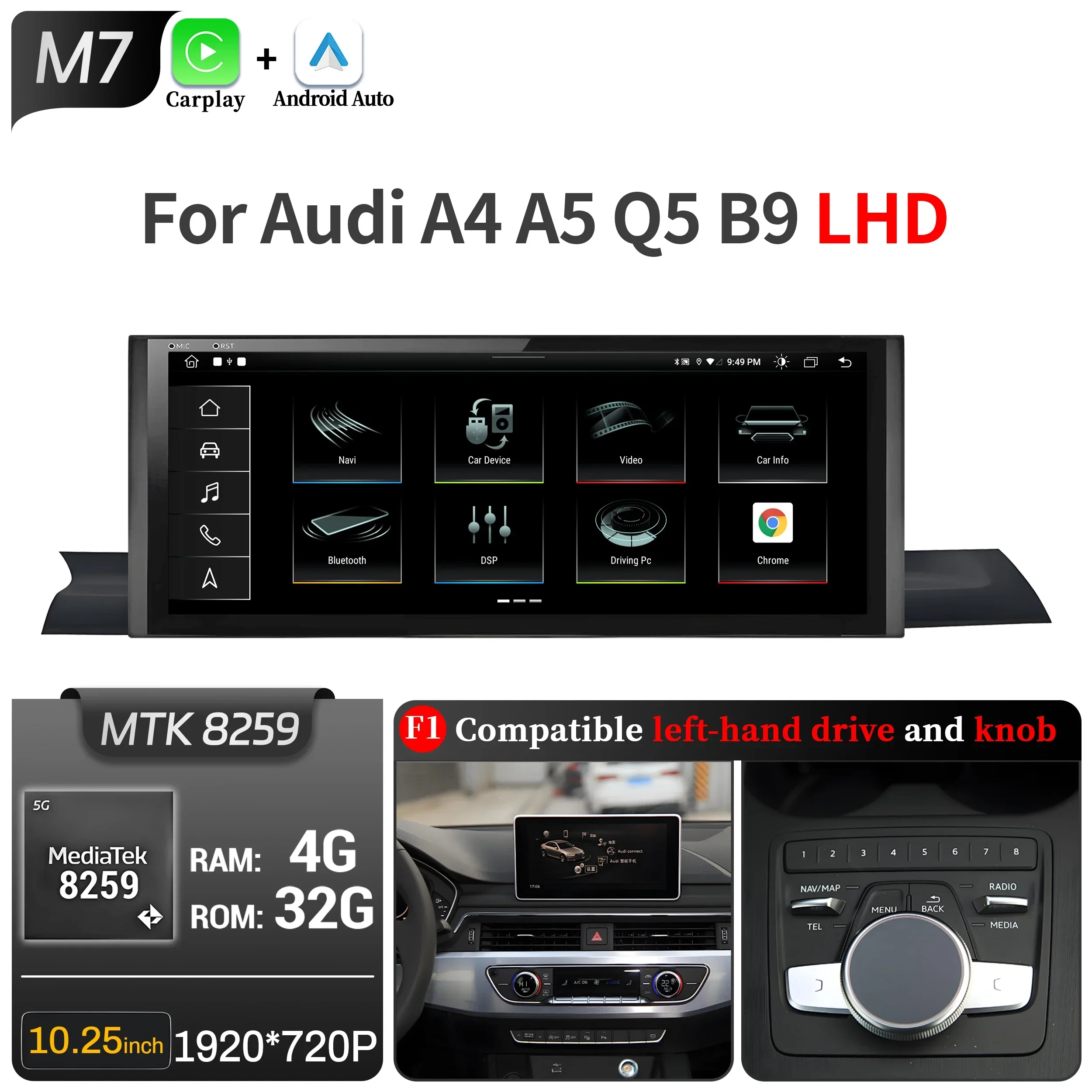 Hot Sales10.25 inch Android 13 LHD RHD For A4 A5 Q5 B9 2016-2023 Car Radio Wireless BT Carplay Snapdragon 680 Touc
Hot Sales10.25 inch Android 13 LHD RHD For A4 A5 Q5 B9 2016-2023 Car Radio Wireless BT Carplay Snapdragon 680 Touc