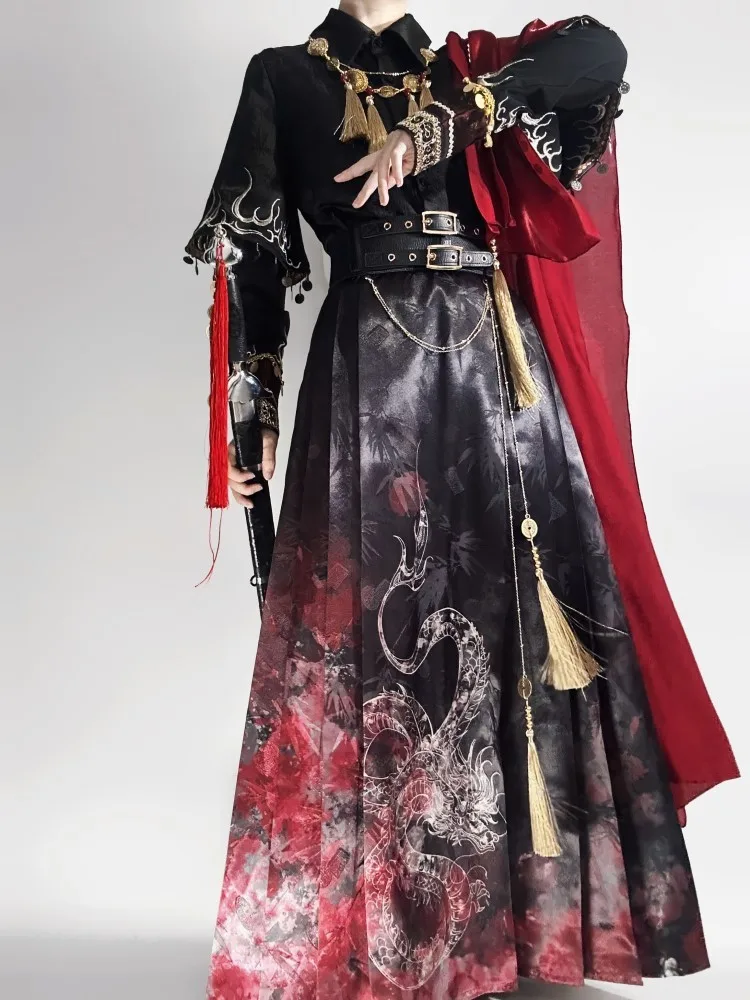 New Chinese-style long-sleeved shirt and half skirt set of traditional Chinese Hanfu
New Chinese-style long-sleeved shirt and half skirt set of traditional Chinese Hanfu