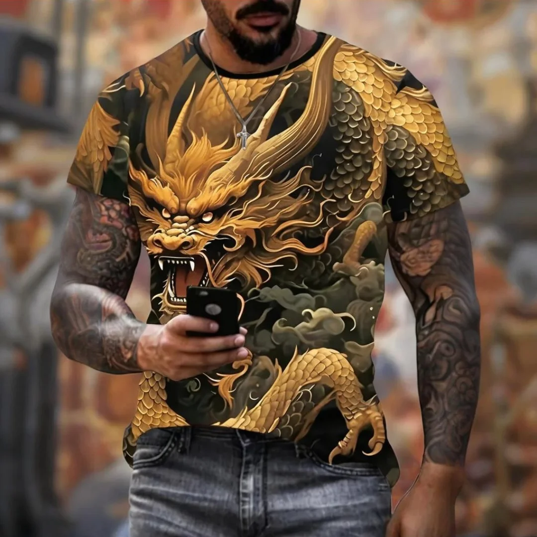 Summer Men's T-Shirt Dragon Short Sleeve Outdoor Fashion Street Round Neck Top 3D Animal Print OverSize Casual Men's Clothing
Summer Men's T-Shirt Dragon Short Sleeve Outdoor Fashion Street Round Neck Top 3D Animal Print OverSize Casual Men's Clothing