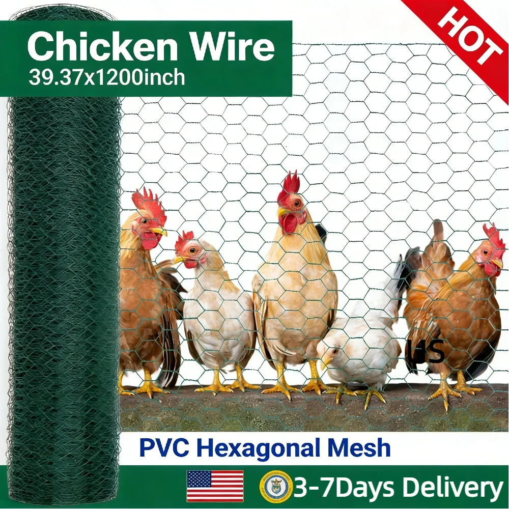 Антикоррозийная сетка для кур из ПВХ-покрытой шестигранной сетки 39.37x1200 дюймов, ячейка 1 дюйм, гибкая садовая сетка для птицы, кроликов, ограждений
Антикоррозийная сетка для кур из ПВХ-покрытой шестигранной сетки 39.37x1200 дюймов, ячейка 1 дюйм, гибкая садовая сетка для птицы, кроликов, ограждений