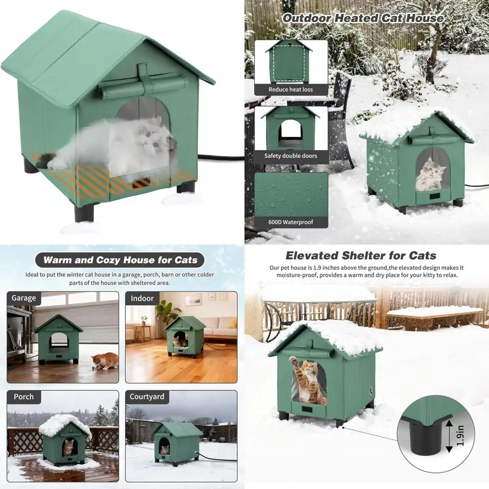 Зеленый изолированный уличный кошачий домик на зиму, водонепроницаемое укрытие для ферловских кошек
Зеленый изолированный уличный кошачий домик на зиму, водонепроницаемое укрытие для ферловских кошек
