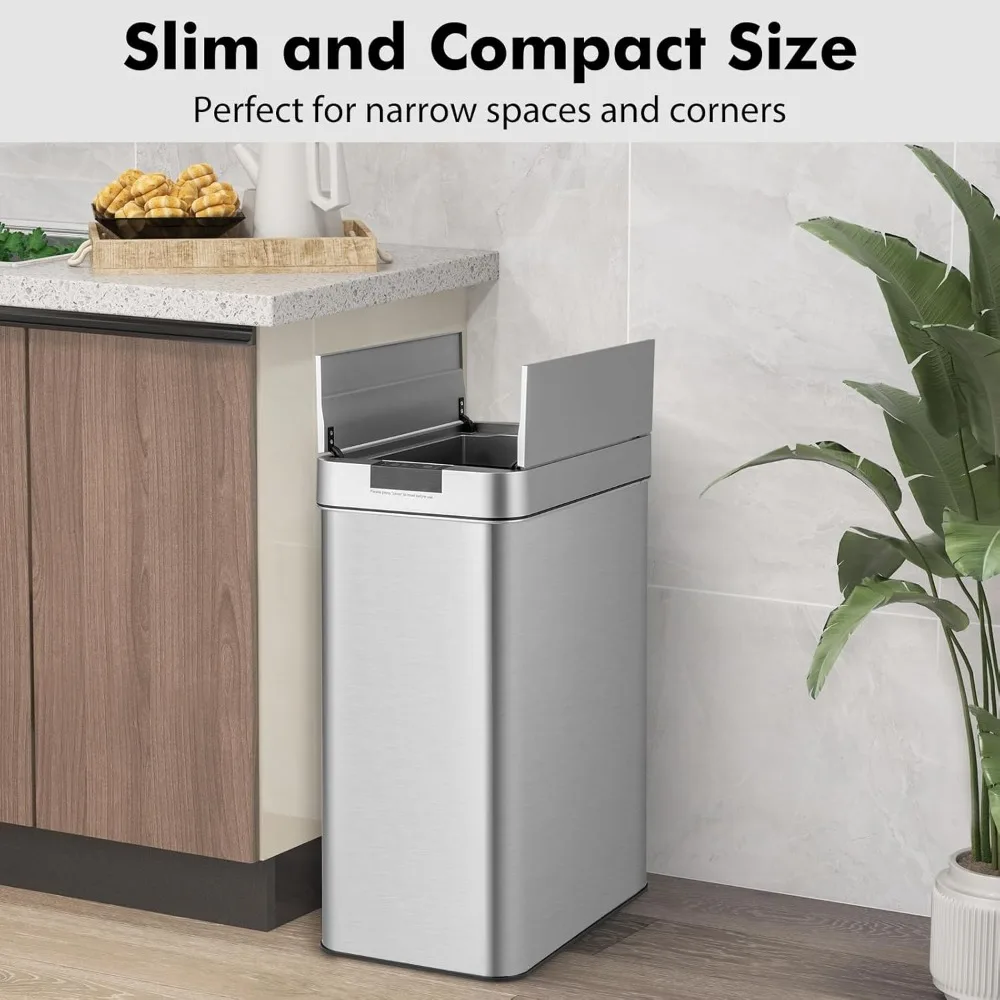 Slim Kitchen Trash Can, 13.2 Gallon Motion Sensor Garbage Bin with Wing Lids, Anti-Fingerprint Touchless Waste Bin
Slim Kitchen Trash Can, 13.2 Gallon Motion Sensor Garbage Bin with Wing Lids, Anti-Fingerprint Touchless Waste Bin
