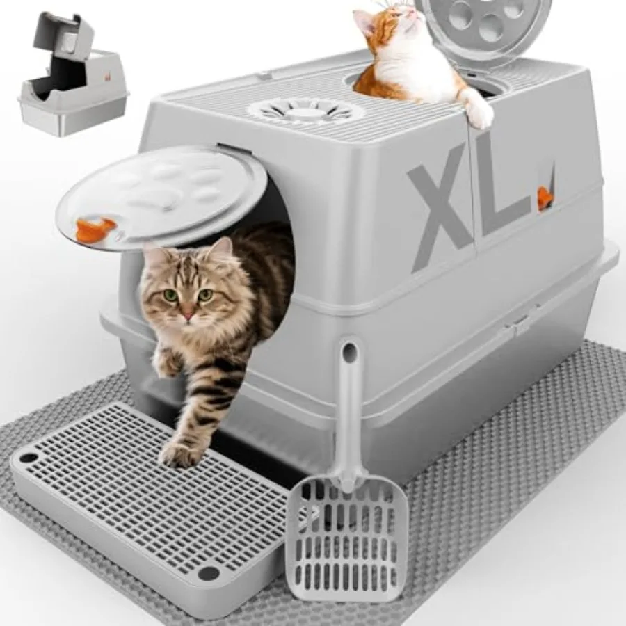 Stainless Steel Litter Box with Lid, XL Extra Large Litter Box, Enclosed Top Entry Metal Litterbox for Big Cats, Easy Cleaning,
Stainless Steel Litter Box with Lid, XL Extra Large Litter Box, Enclosed Top Entry Metal Litterbox for Big Cats, Easy Cleaning,