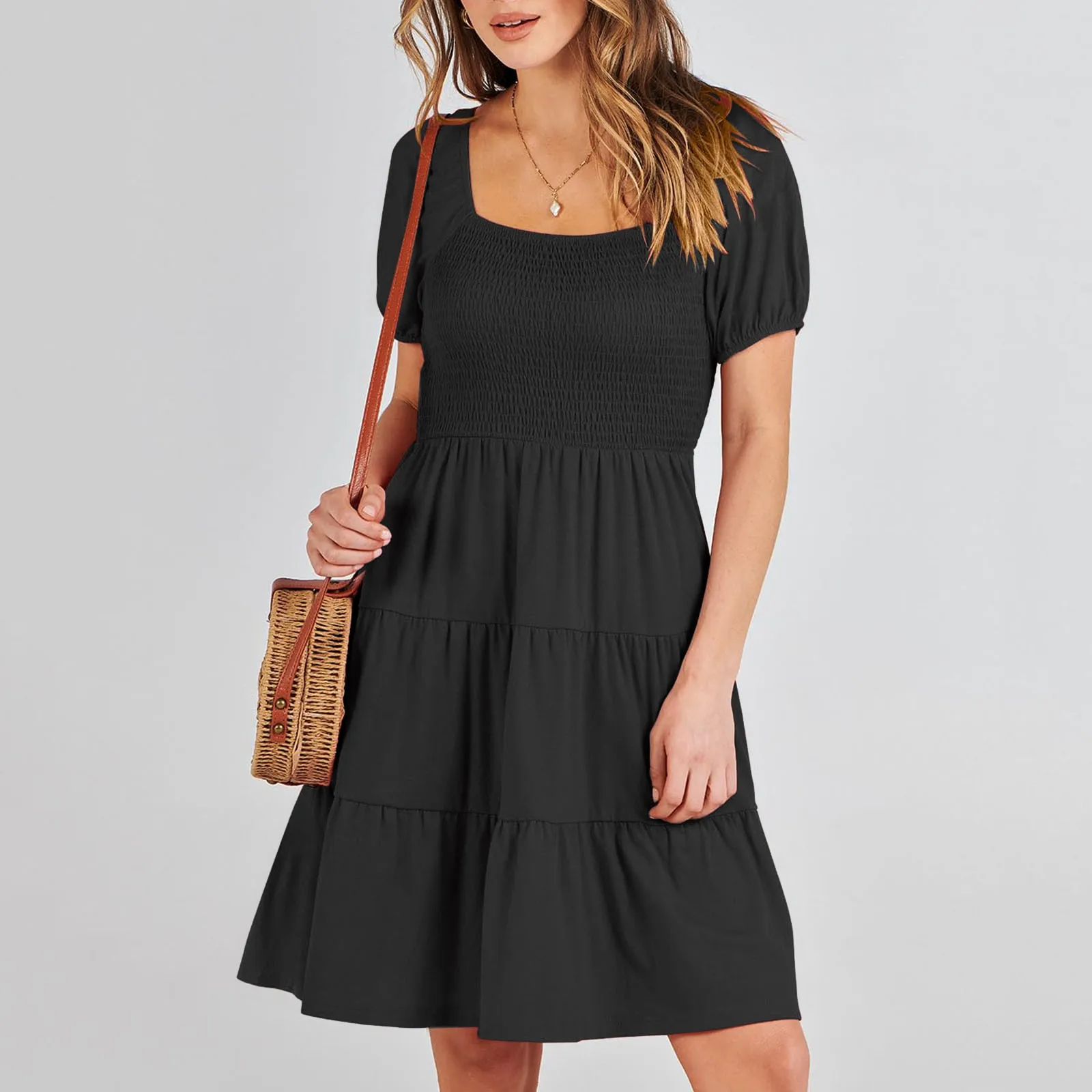 Summer Women's Beach Dress Solid Color Short Sleeve Cotton Square Neck Evening Plus Size Mini Dress Sundress 2024 Trend Vestidos
Summer Women's Beach Dress Solid Color Short Sleeve Cotton Square Neck Evening Plus Size Mini Dress Sundress 2024 Trend Vestidos