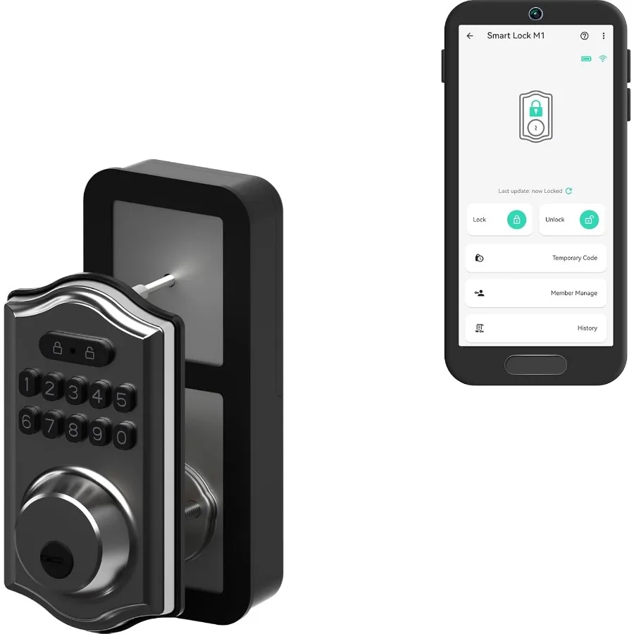 Smart Deadbolt Lock with Keypad Fob and App Control for Keyless Entry Multiple Unlock Methods Including Smartphone Fob and Code
