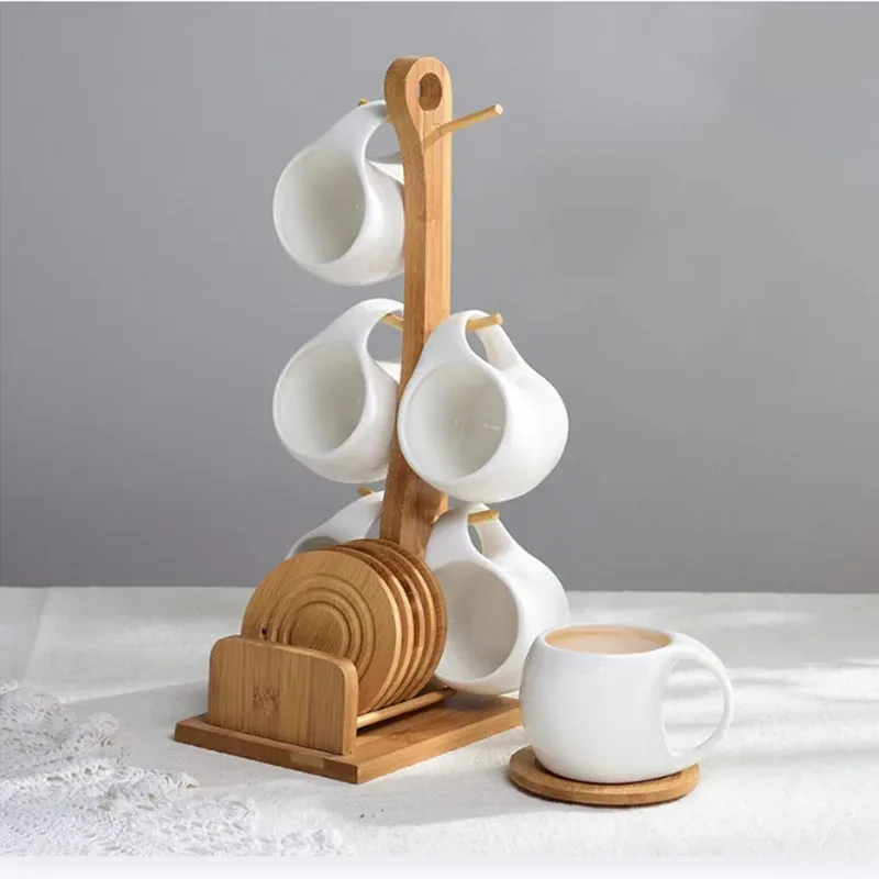200ml Ceramic Coffee Cup Household Mug Creative Simple Hanging Cold Water Cup Set Kitchen Restaurant Tea Set Bamboo Wood Stand
200ml Ceramic Coffee Cup Household Mug Creative Simple Hanging Cold Water Cup Set Kitchen Restaurant Tea Set Bamboo Wood Stand