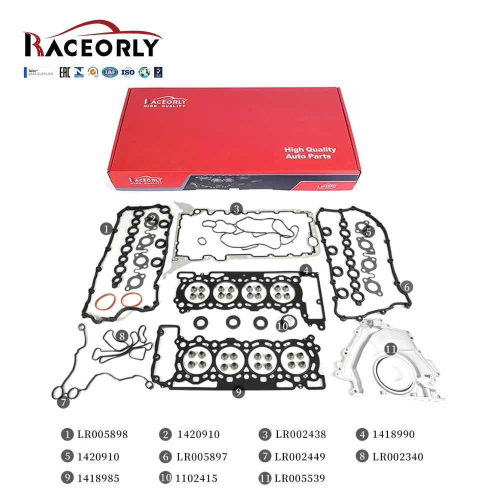 Комплект прокладок для восстановления двигателя RACEORLY для Range Rover LR005893 3.6L TDV8 368DT
Комплект прокладок для восстановления двигателя RACEORLY для Range Rover LR005893 3.6L TDV8 368DT