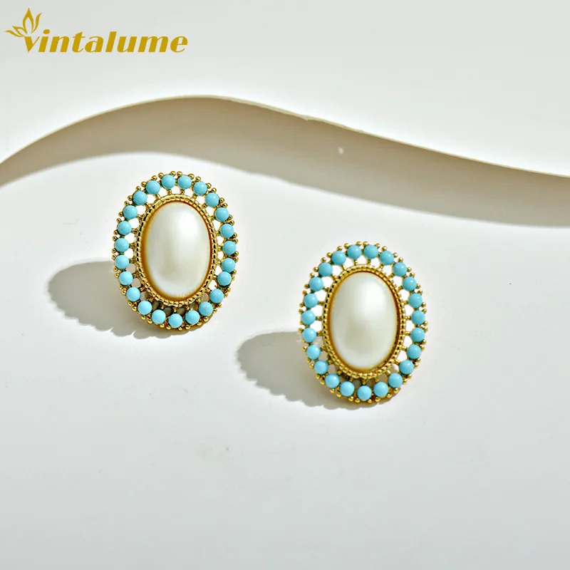 Серьги-гвоздики Vintalume в винтажном придворном стиле, с бирюзой и жемчугом, овальные, классические, изящные, для женщин, подарок на вечеринку
Серьги-гвоздики Vintalume в винтажном придворном стиле, с бирюзой и жемчугом, овальные, классические, изящные, для женщин, подарок на вечеринку