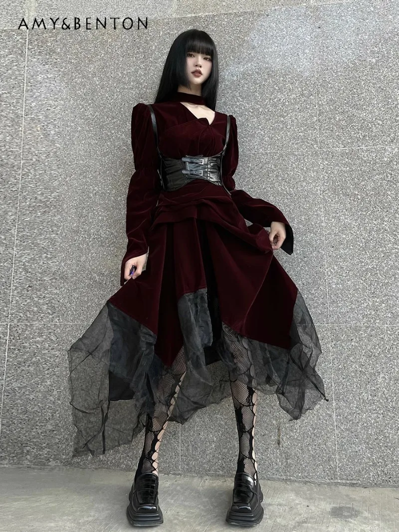 2025 New Dark Red Gothic Japanese Long-sleeved Waist Thin A Line Lace Edge Puffy Dress For Women
2025 New Dark Red Gothic Japanese Long-sleeved Waist Thin A Line Lace Edge Puffy Dress For Women