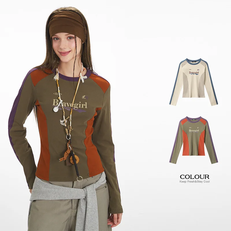 2025 Autumn New Women's Retro Vibe Long Sleeve T Shirt Color Block Slim Fit Inner Wear Trendy Top 
2025 Autumn New Women's Retro Vibe Long Sleeve T Shirt Color Block Slim Fit Inner Wear Trendy Top