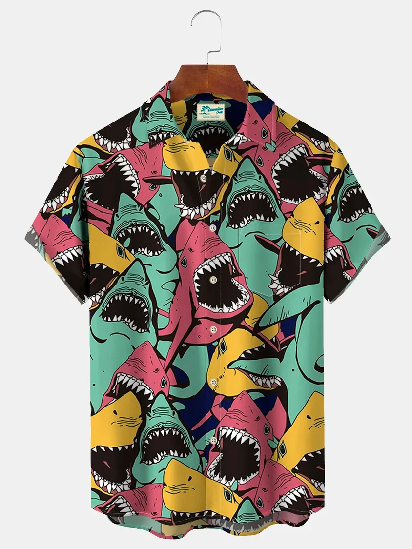 

2024 Beach Hawaiian Casual Men's Shirts Outdoor Street Casual Daily Fall Turndown Short Sleeve Fashion Buttoned Shirt for Boys