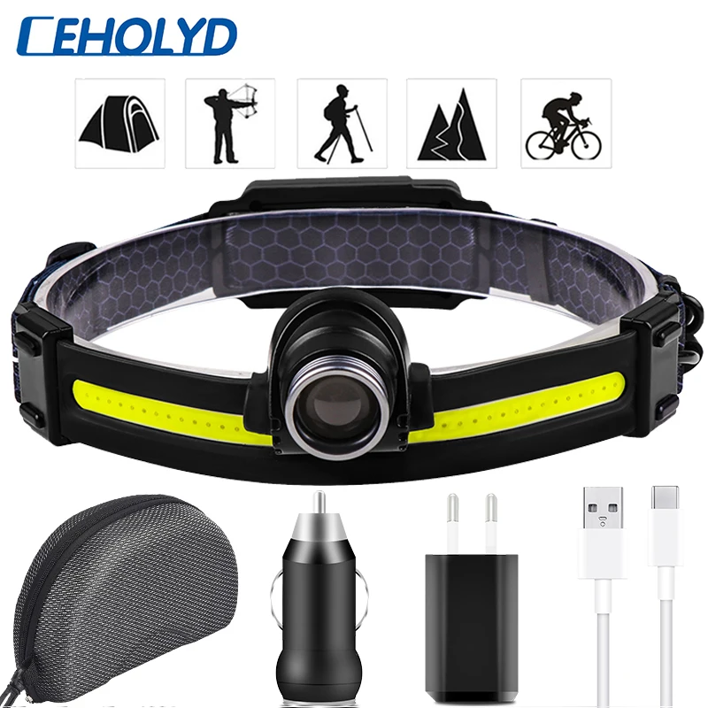 Ceholyd LED Headlamp Sensor COB Headlight with Built-in Battery Flashlight USB Rechargeable Head Lamp Fishing Torches Work Light
Ceholyd LED Headlamp Sensor COB Headlight with Built-in Battery Flashlight USB Rechargeable Head Lamp Fishing Torches Work Light
