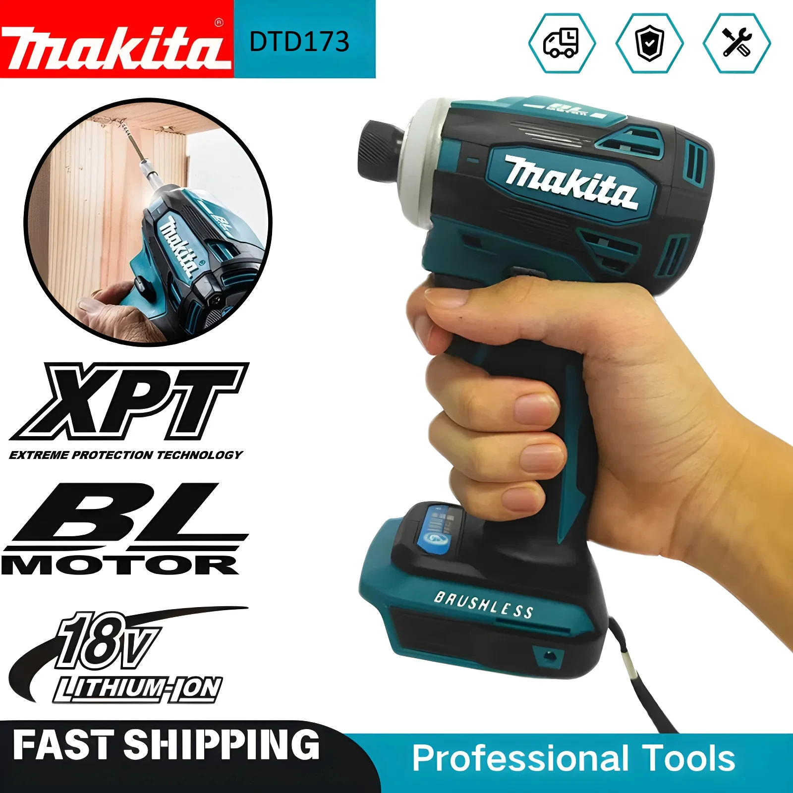Аккумуляторный ударный шуруповерт Makita DTD173 с высокой мощностью, бесщеточным двигателем и высоким крутящим моментом
Аккумуляторный ударный шуруповерт Makita DTD173 с высокой мощностью, бесщеточным двигателем и высоким крутящим моментом
