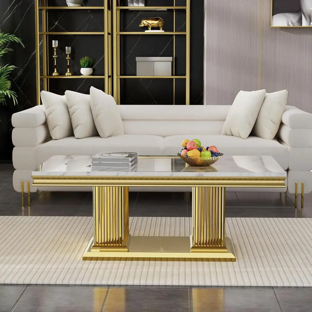 Round Marble Coffee Table with Stainless Steel Base, White, 46.85
Round Marble Coffee Table with Stainless Steel Base, White, 46.85
