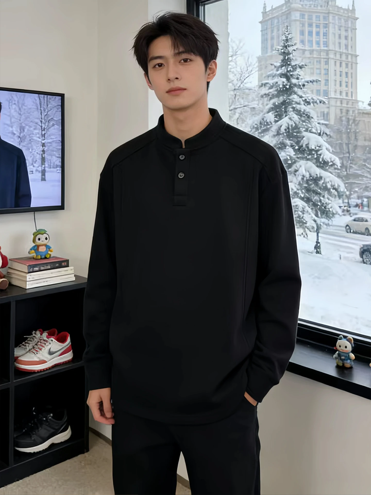 Мужская зимняя толстовка с длинным рукавом и воротником хенли, на флисовой подкладке, премиум-класса, для повседневной носки
Мужская зимняя толстовка с длинным рукавом и воротником хенли, на флисовой подкладке, премиум-класса, для повседневной носки