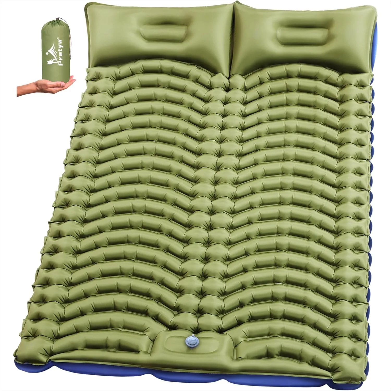 Double Sleeping Pad for Camping, Ultralight 2-Person Mattress with Built-in Pillow and Foot Pump for Backpacking, Hiking, Car
Double Sleeping Pad for Camping, Ultralight 2-Person Mattress with Built-in Pillow and Foot Pump for Backpacking, Hiking, Car