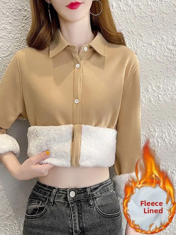 Thiened Fce Women's Casual Sle irts Viscose Long Sve Warm Tops Spring Autumn Winter Faion ular Belly Cover
Thiened Fce Women's Casual Sle irts Viscose Long Sve Warm Tops Spring Autumn Winter Faion ular Belly Cover