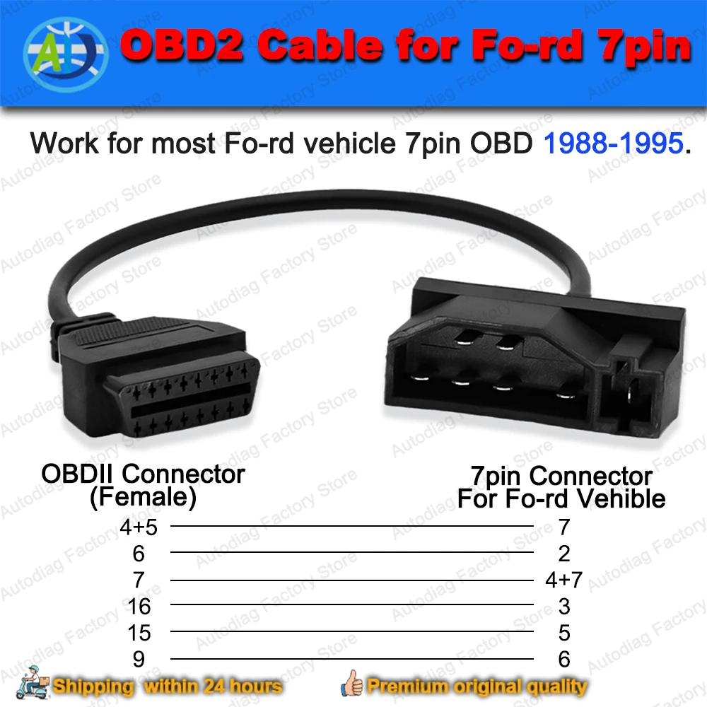 OBD2 Cable for Fo-rd 1988-1995 OBD Connector 7pin Auto Engine Diagnosis OBDII Adapter for Fo-rd OBD1 to OBD2 Converter Adaptor
OBD2 Cable for Fo-rd 1988-1995 OBD Connector 7pin Auto Engine Diagnosis OBDII Adapter for Fo-rd OBD1 to OBD2 Converter Adaptor
