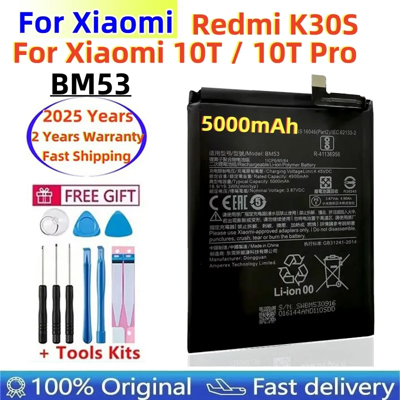 2025 Years 100% Origina Replacement Battery BM53 For Xiaomi 10T 10T Pro Mi 10T 5000mAh BM53 Batteries Bateria+Fast Shipping
2025 Years 100% Origina Replacement Battery BM53 For Xiaomi 10T 10T Pro Mi 10T 5000mAh BM53 Batteries Bateria+Fast Shipping